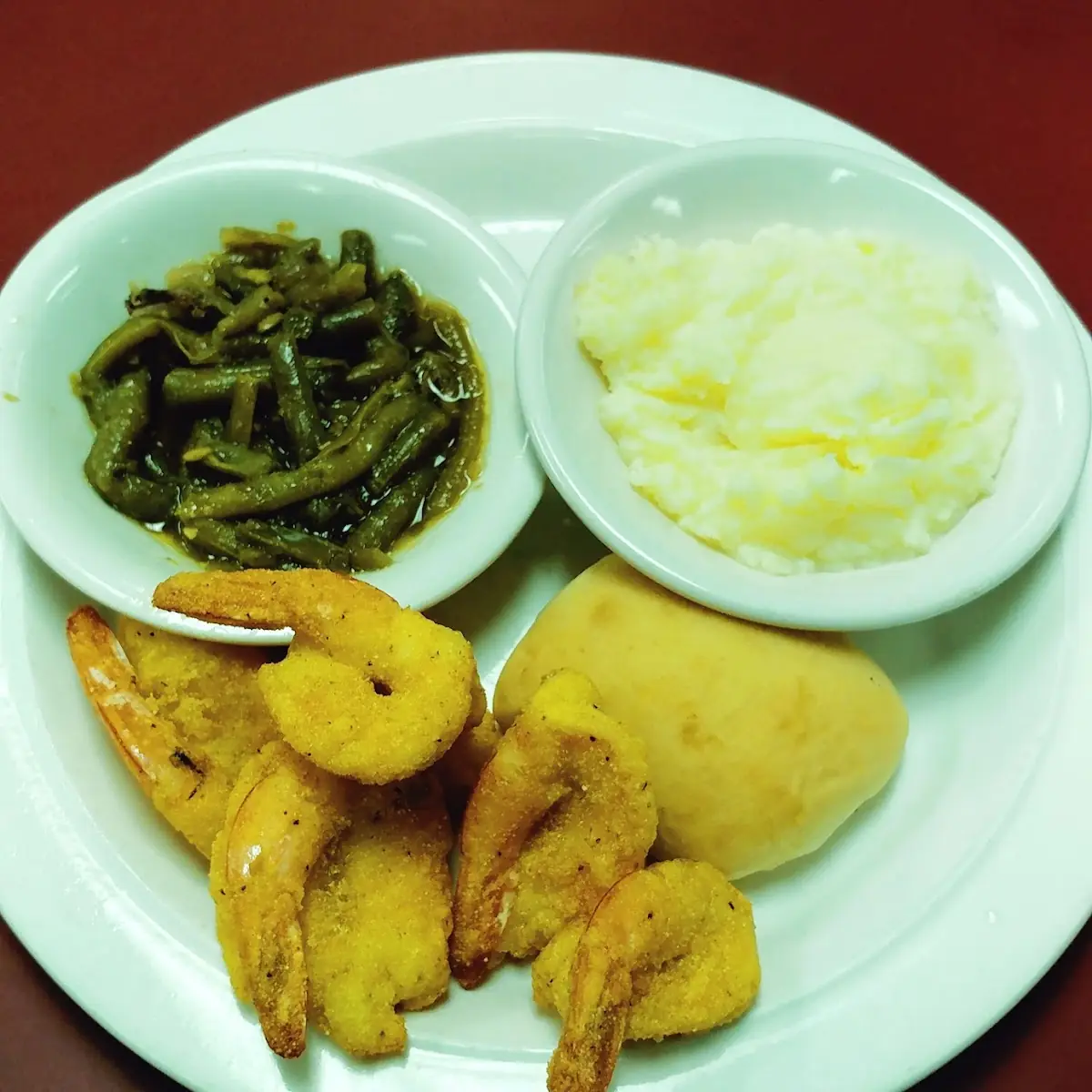 Fried Shrimp with Green Beans and Potatoes