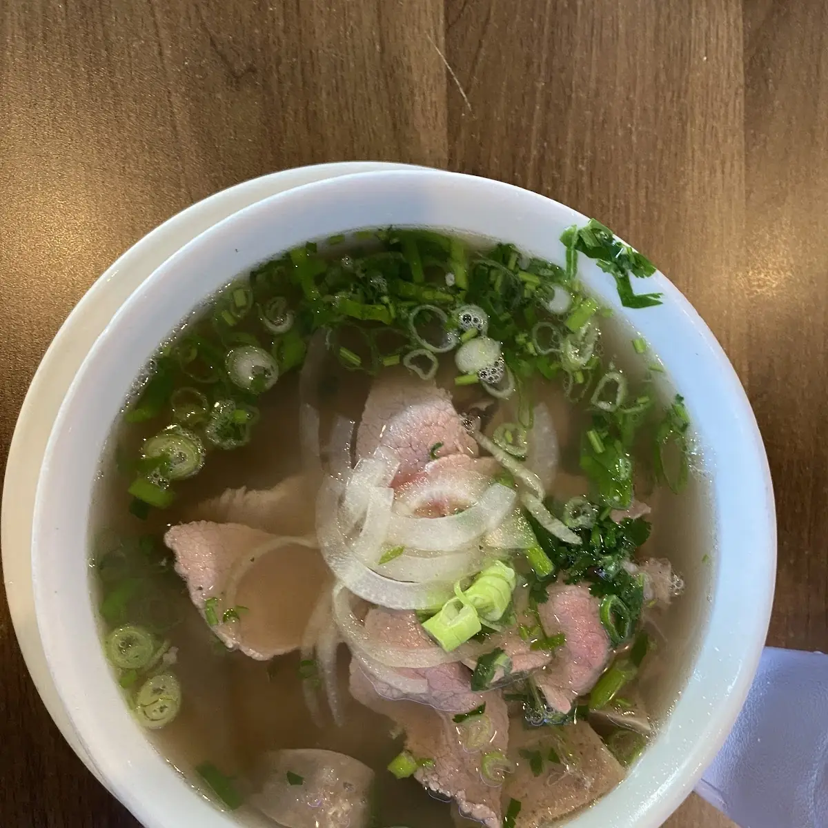 Rare Beef Pho I'Ve Added Hoisin and Sriracha Sauce