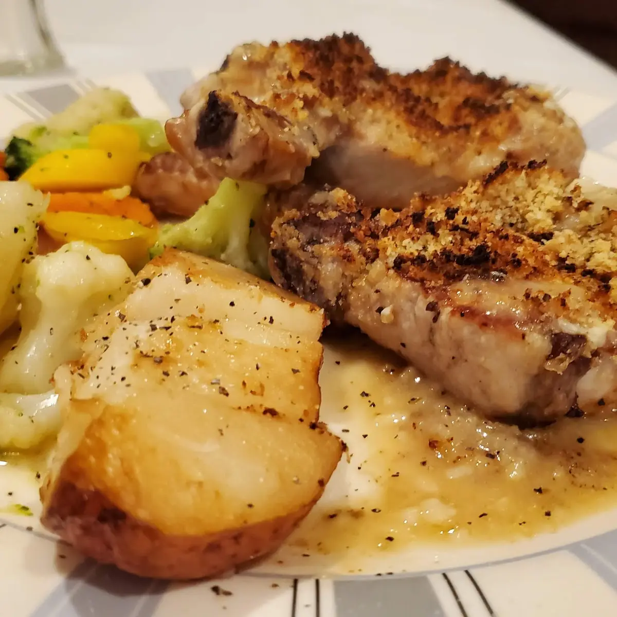 Roasted Pork Chops with Mixed Vegetables and Potatoes