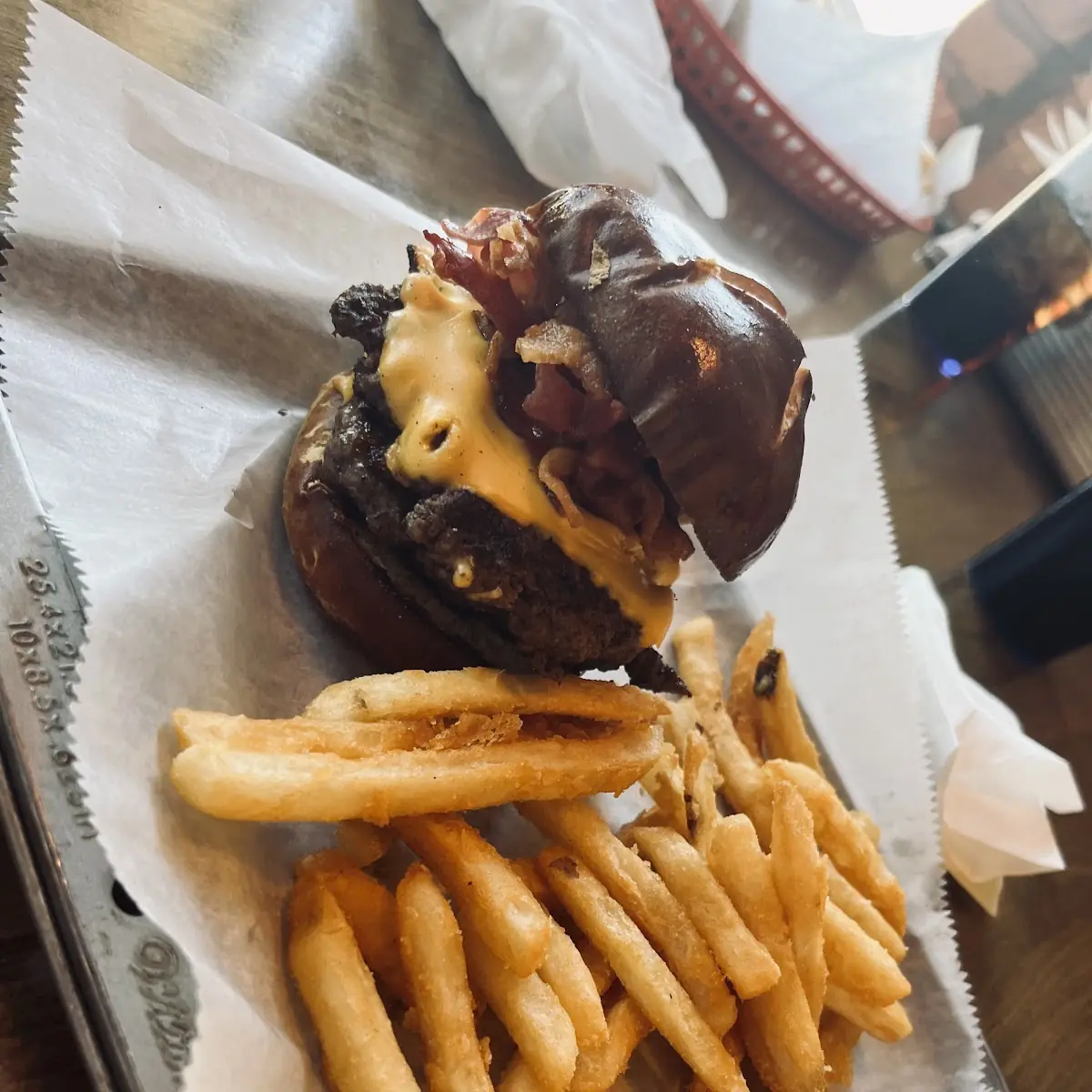Bacon Cheeseburger on a Pretzel Bun