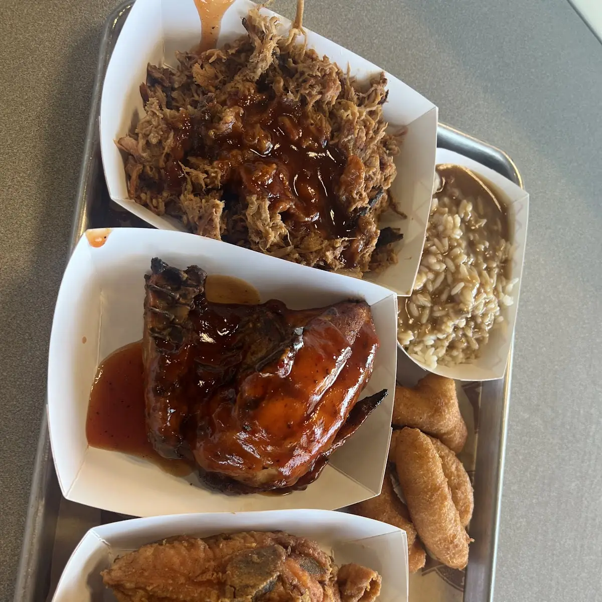 Pulled Pork Fried Chicken BBQ Chicken