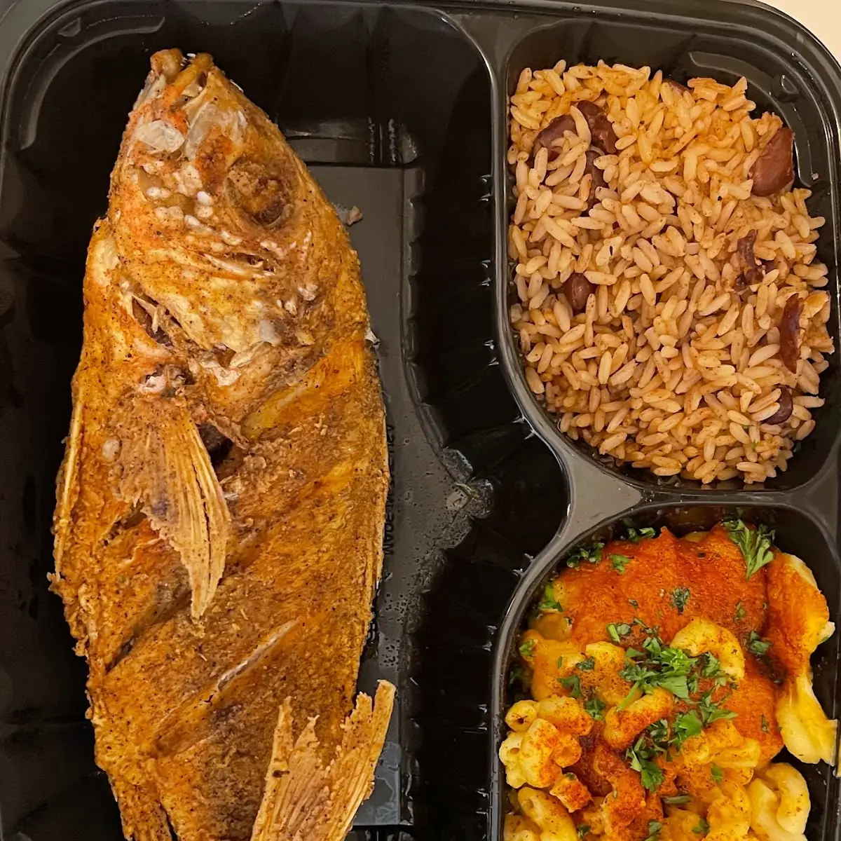 Fried Snapper with Rice & Peas