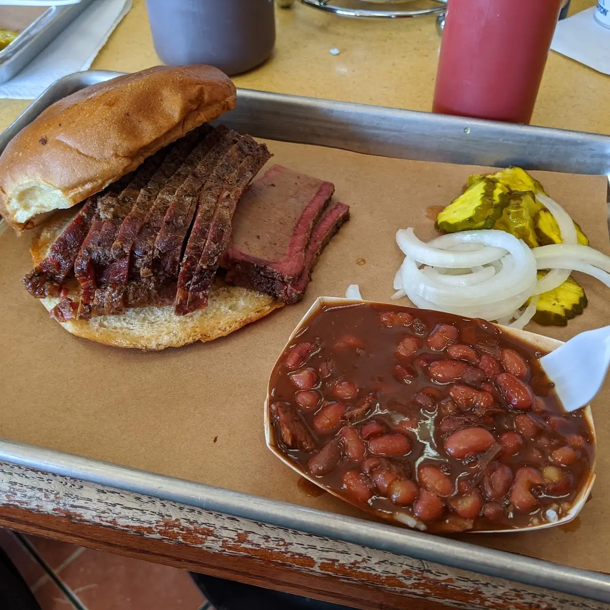 Brisket Big Boy Sandwich with Red Beans & Rice