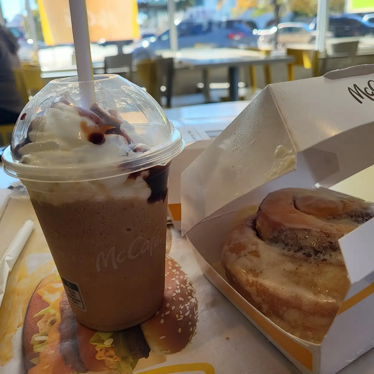Cinnamon Roll and Frappe