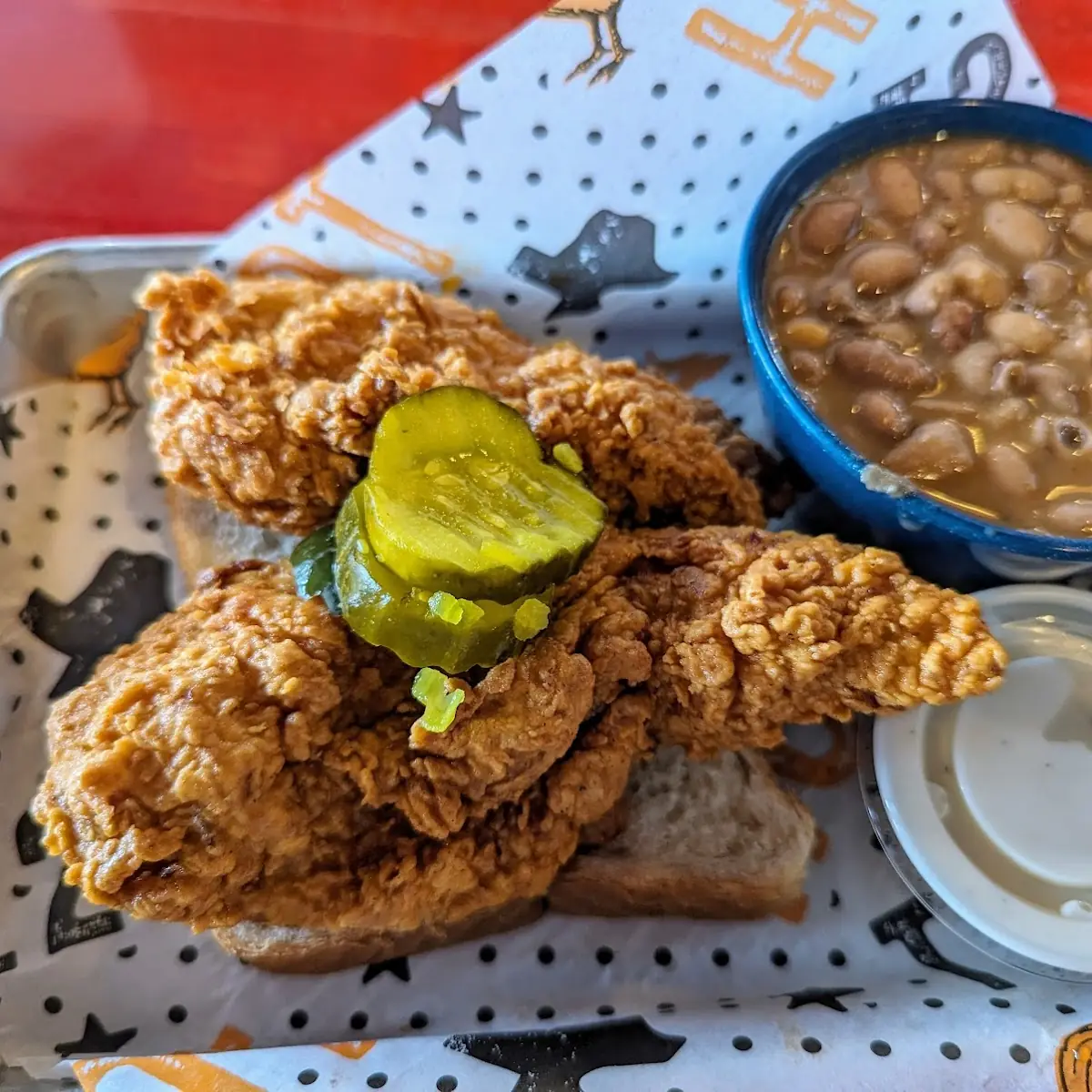 Two Piece Tenders with Baked Beans