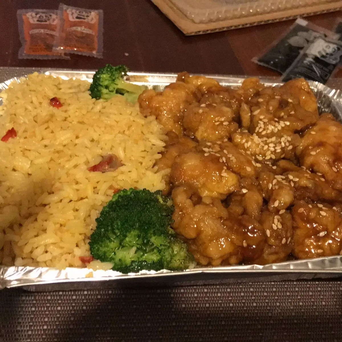 Sesame Chicken and Pork Fried Rice
