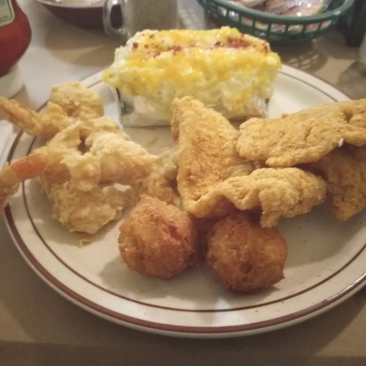 Fish and Shrimp Combo Loaded Baked Potato