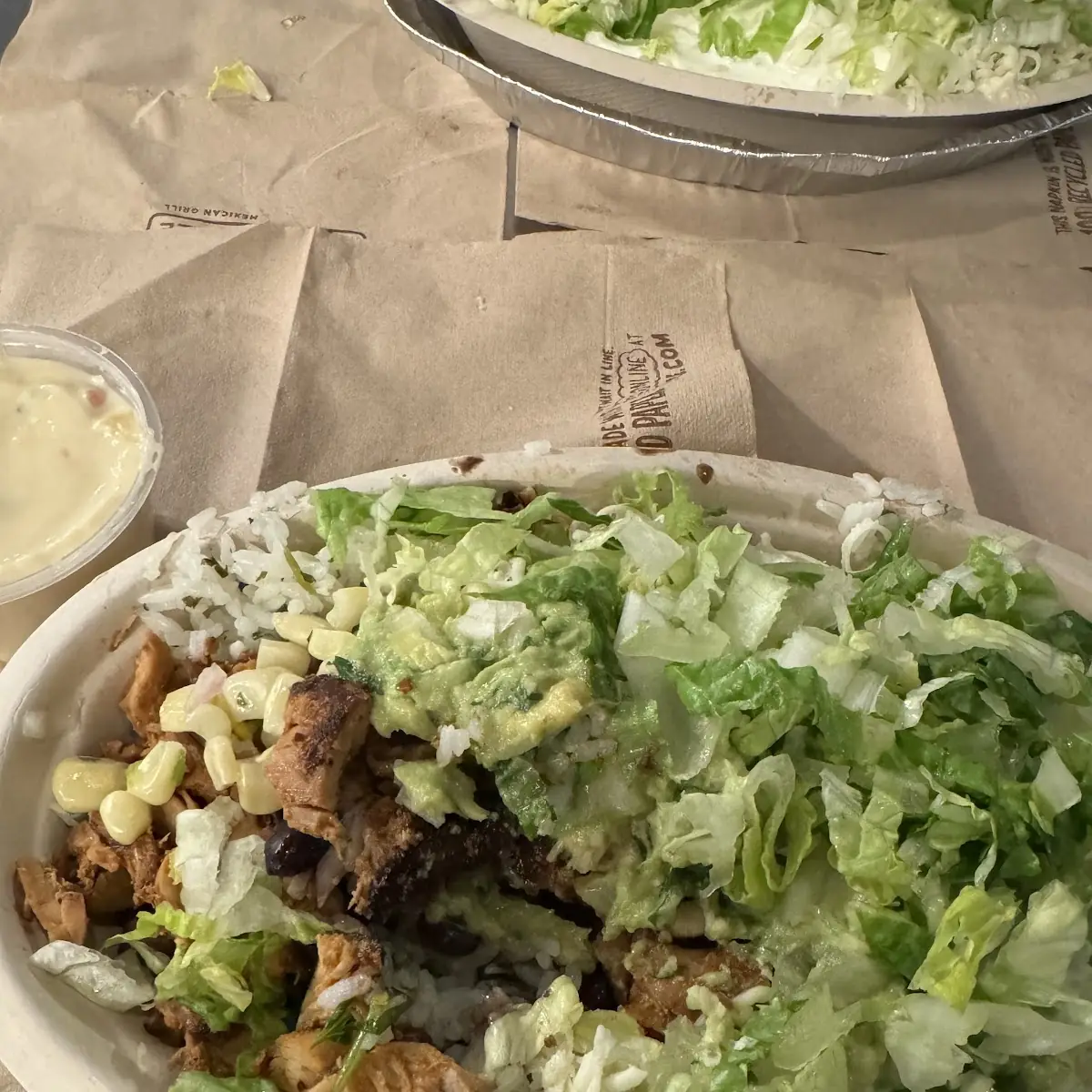Chicken Black Bean Corn Rice Lettuce Cheese Sour Cream