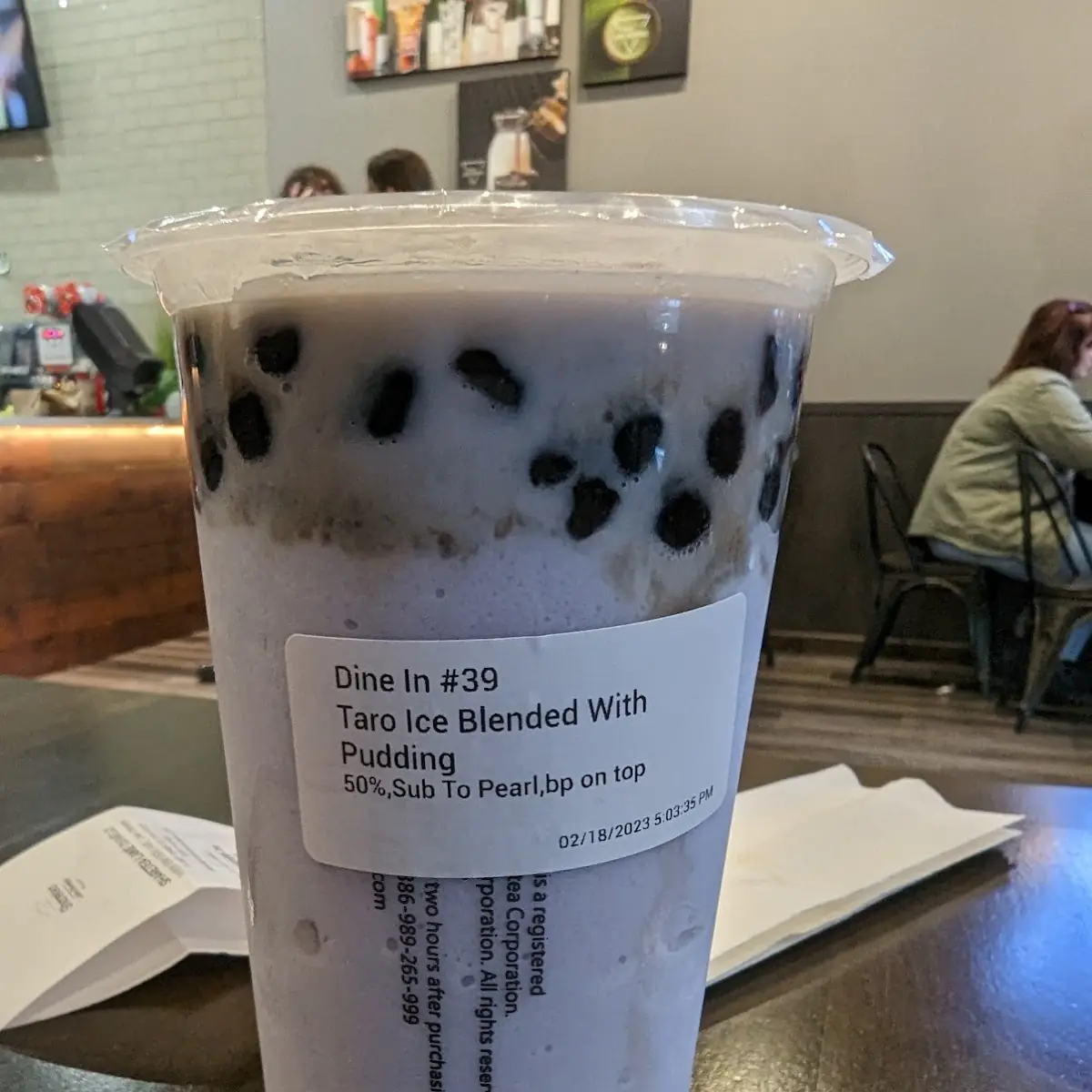 Taro Ice Blended with Pearl on Top