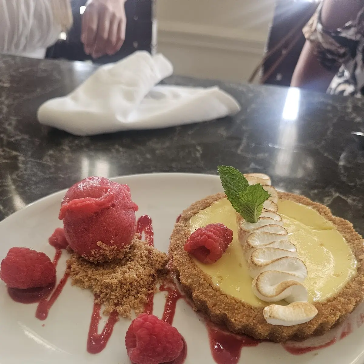 Key Lime Pie with Raspberry Sorbet