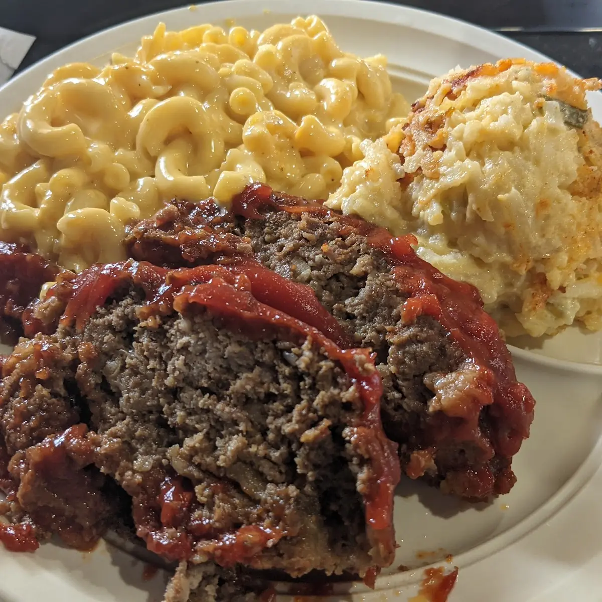 Meat Loaf Mac and Cheese Hash Brown Casserole
