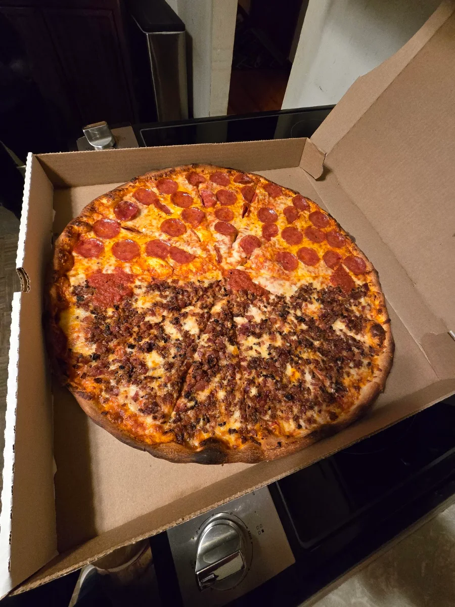 Pepperoni Pizza in Cardboard Box