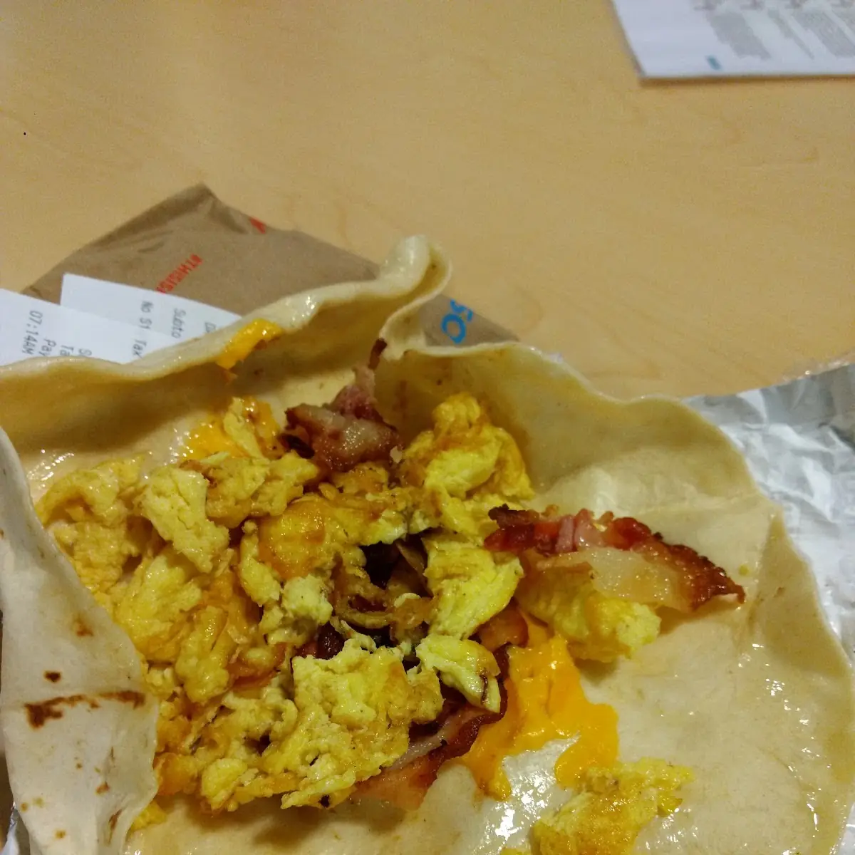 Bacon Eggs Cheese Burrito