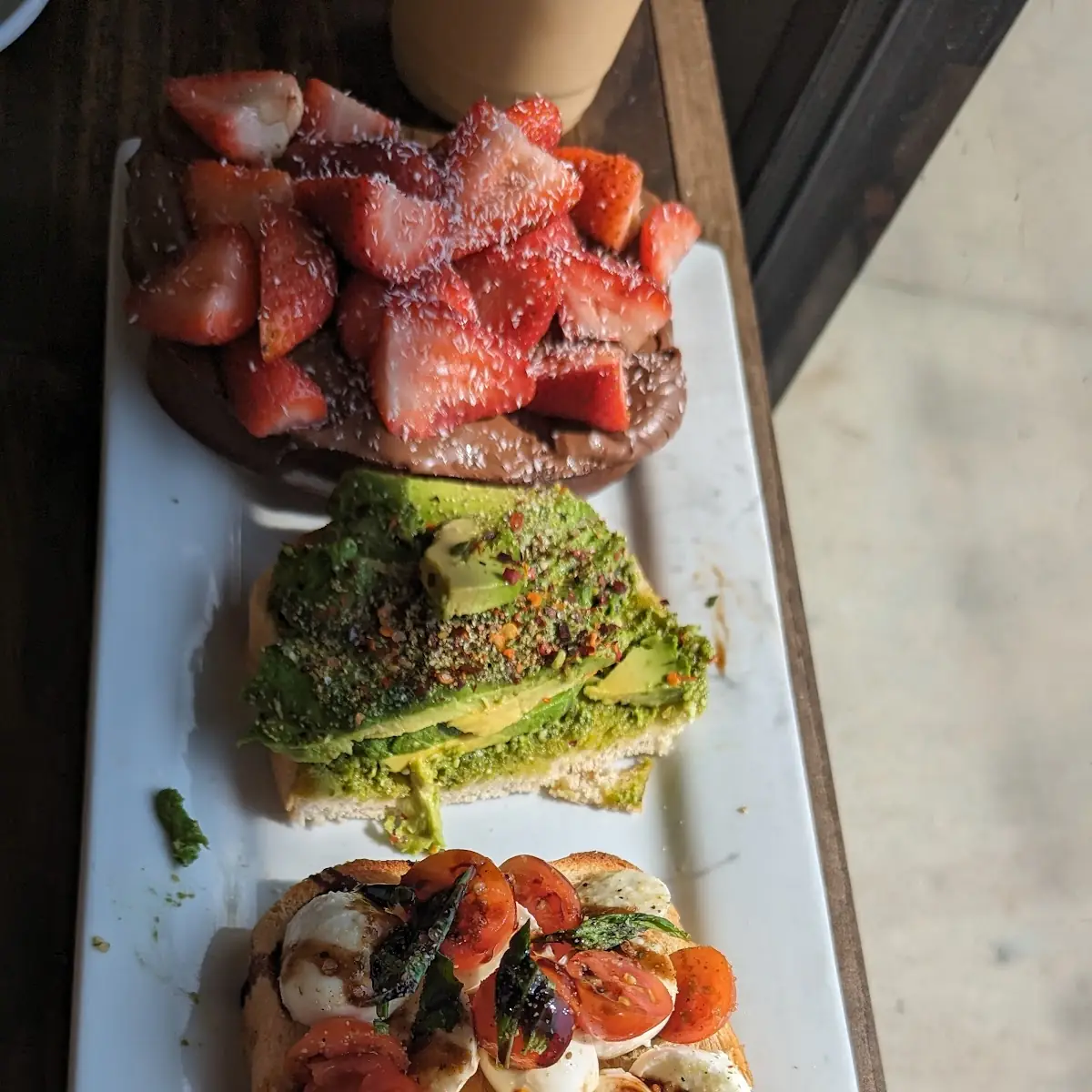 Toast Flight Caprese Classic Avocado Everything Avo and Strawberry Nutella Toasts