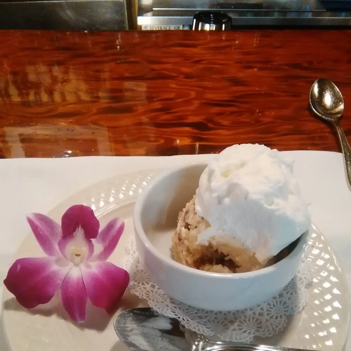 White Chocolate Bread Pudding Raspberry Coulis