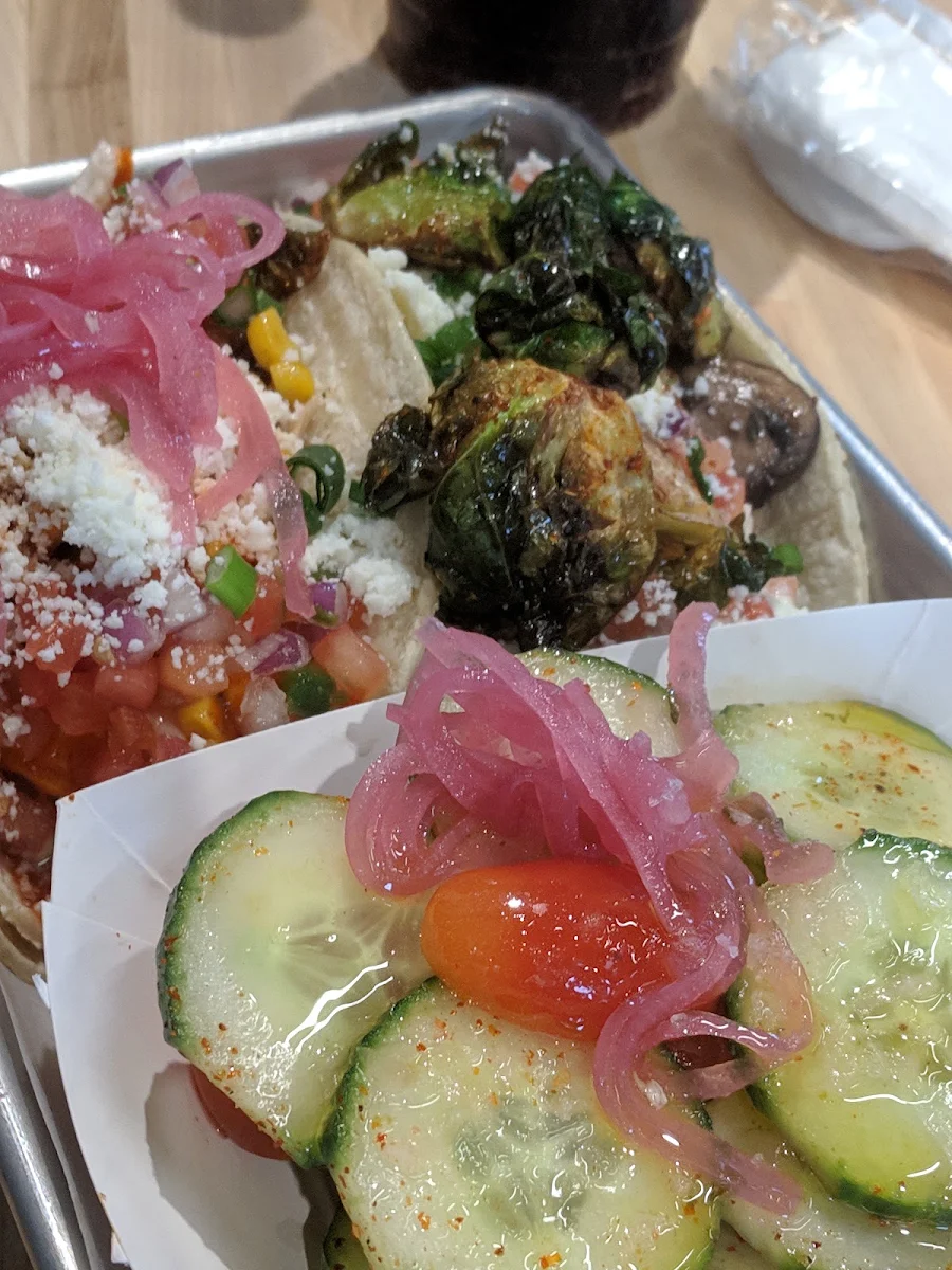 Cucumber Salad Roasted Corn Roasted Brussel Sprouts