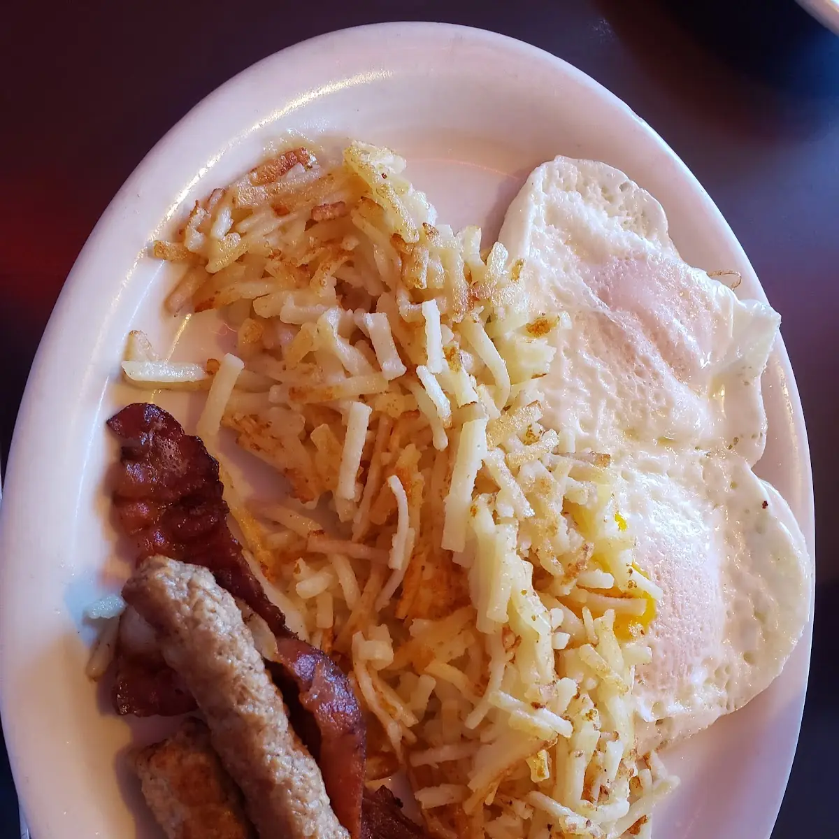 Bacon Eggs Sausage Links and Hashbrown