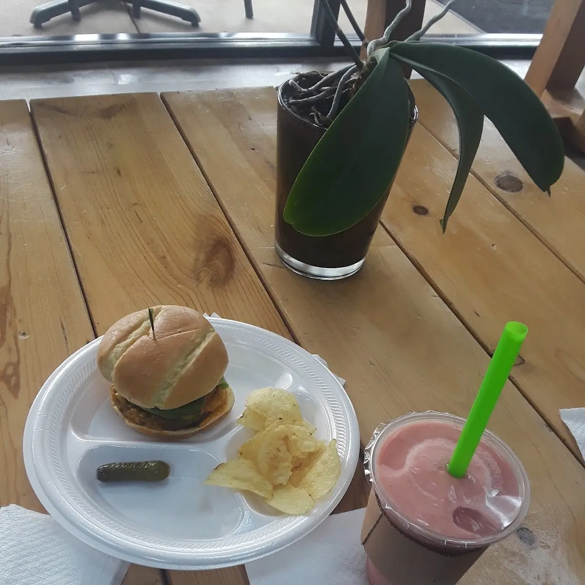 Veggie Burger and Chips