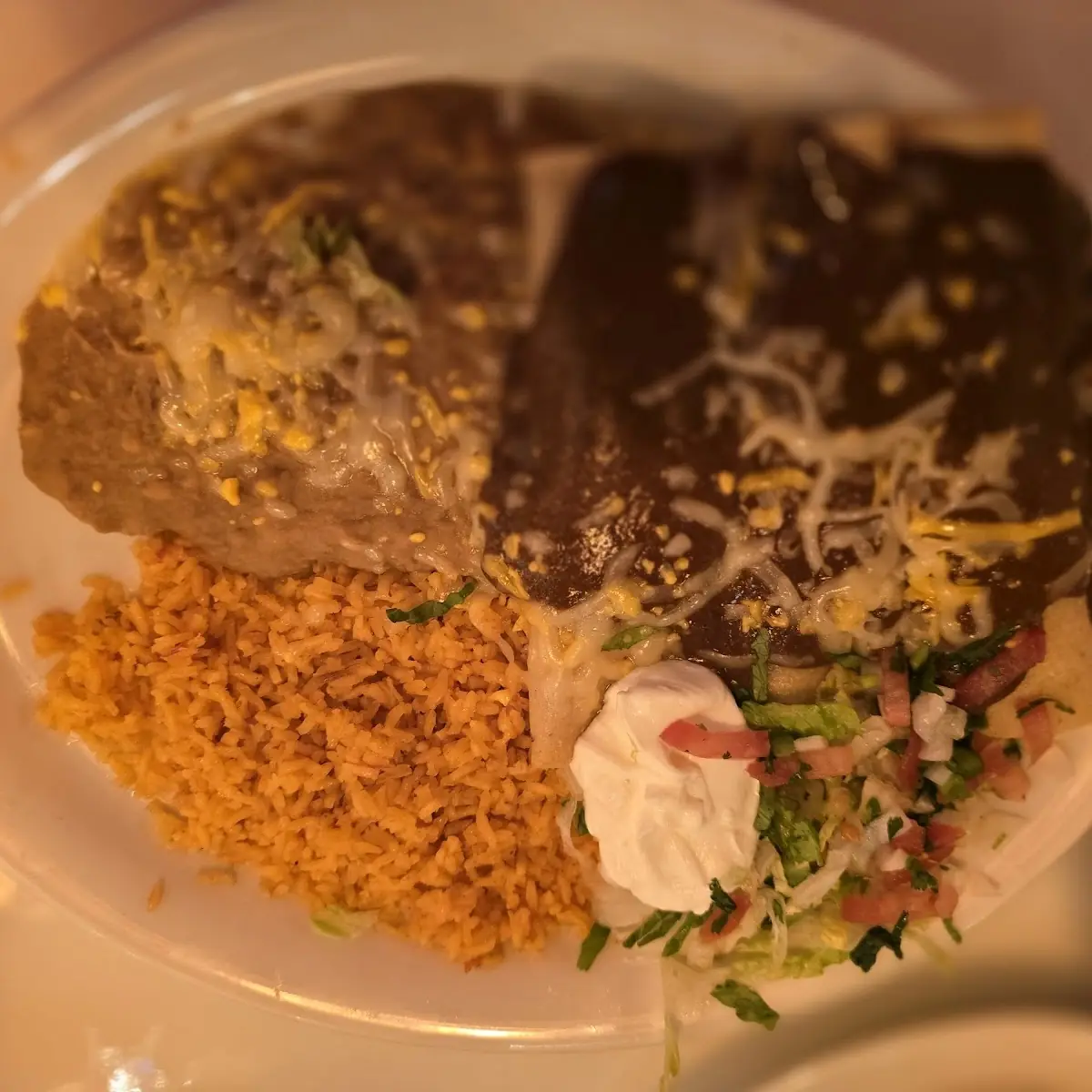 Chicken Enchiladas Beans and Rice