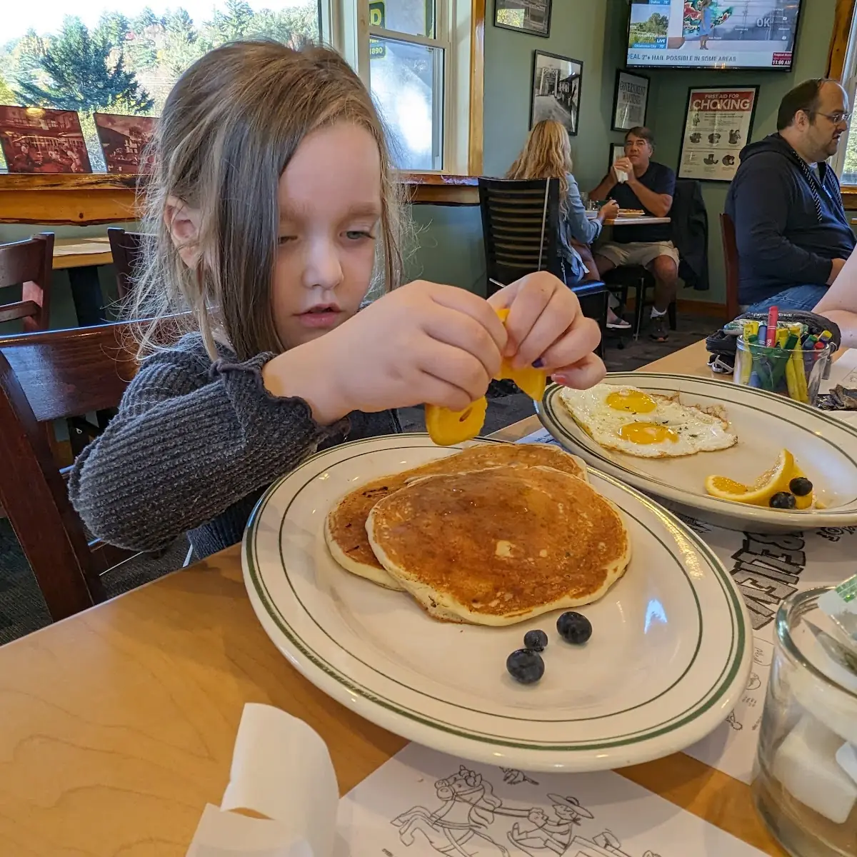 Blueberry Pancakes with Eggs