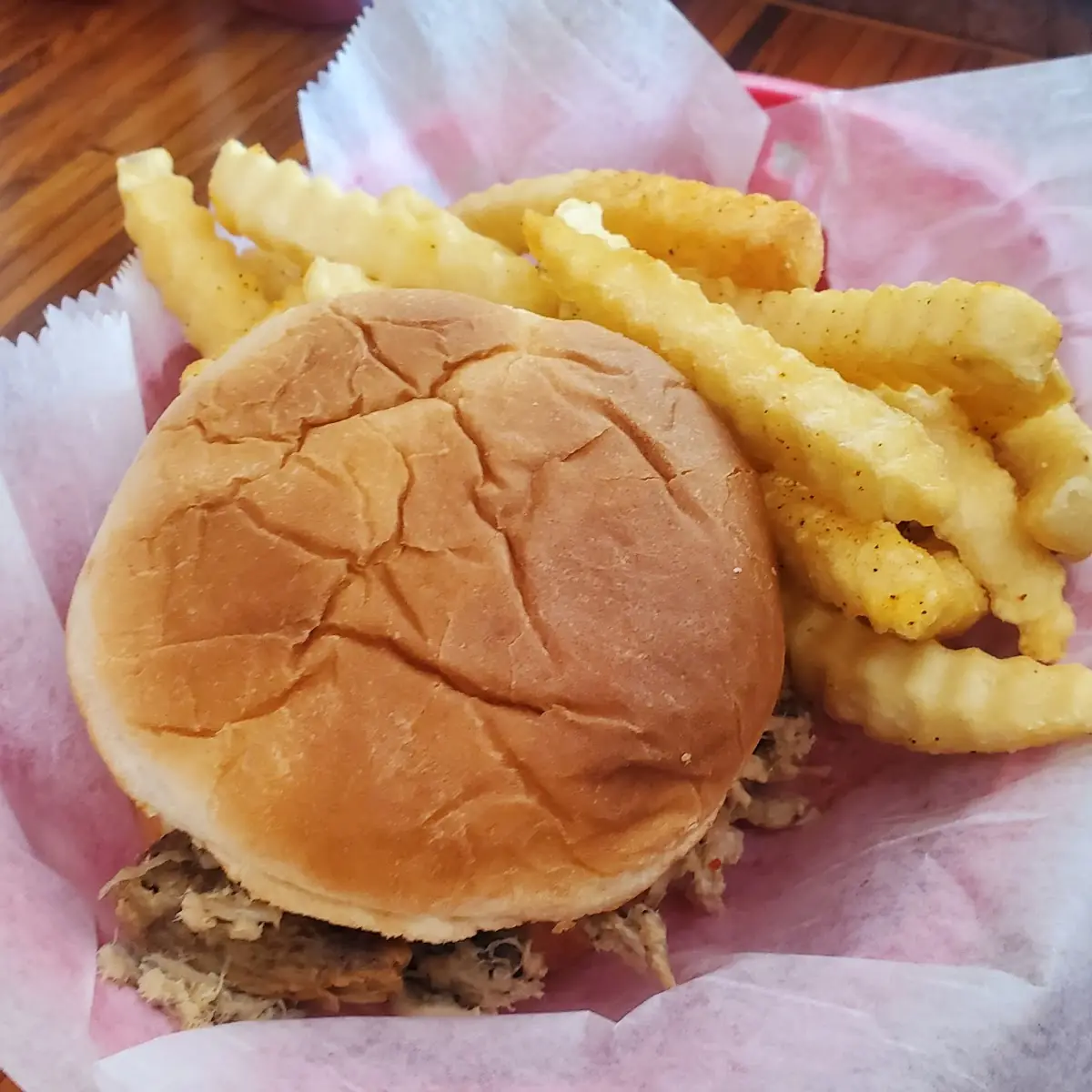 Pulled Pork Sandwich with French Fries