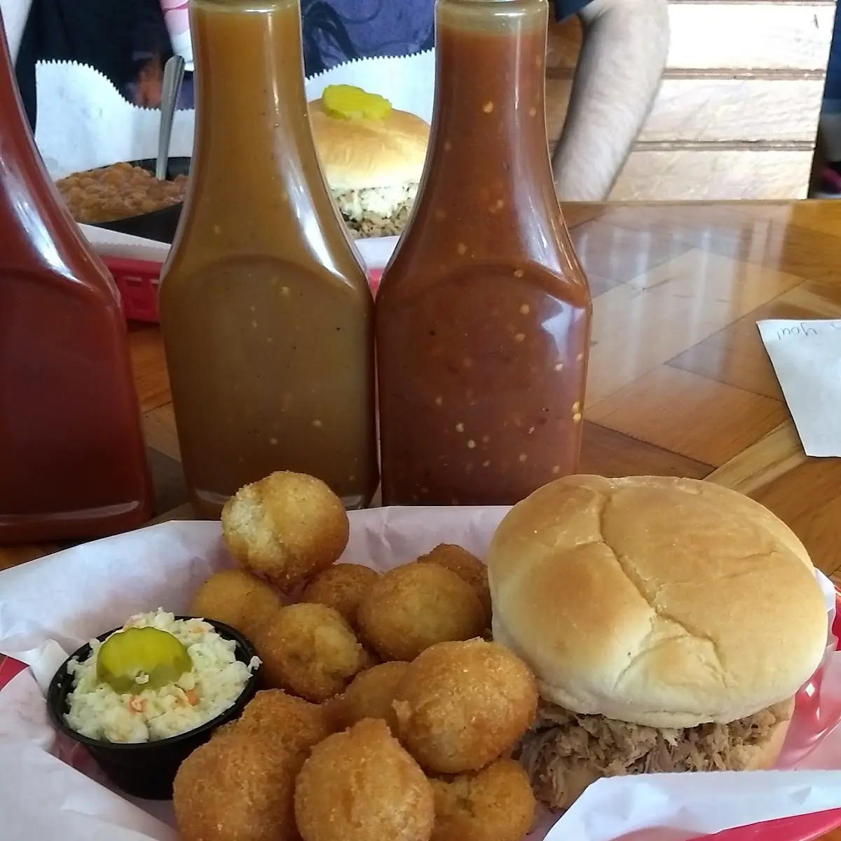 Pulled Pork Sandwich with Hushpuppies