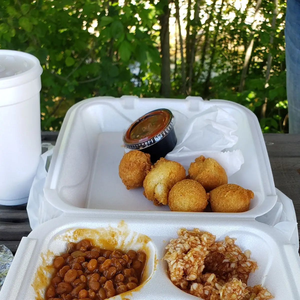 Pulled Pork with Baked Beans and Red Slaw
