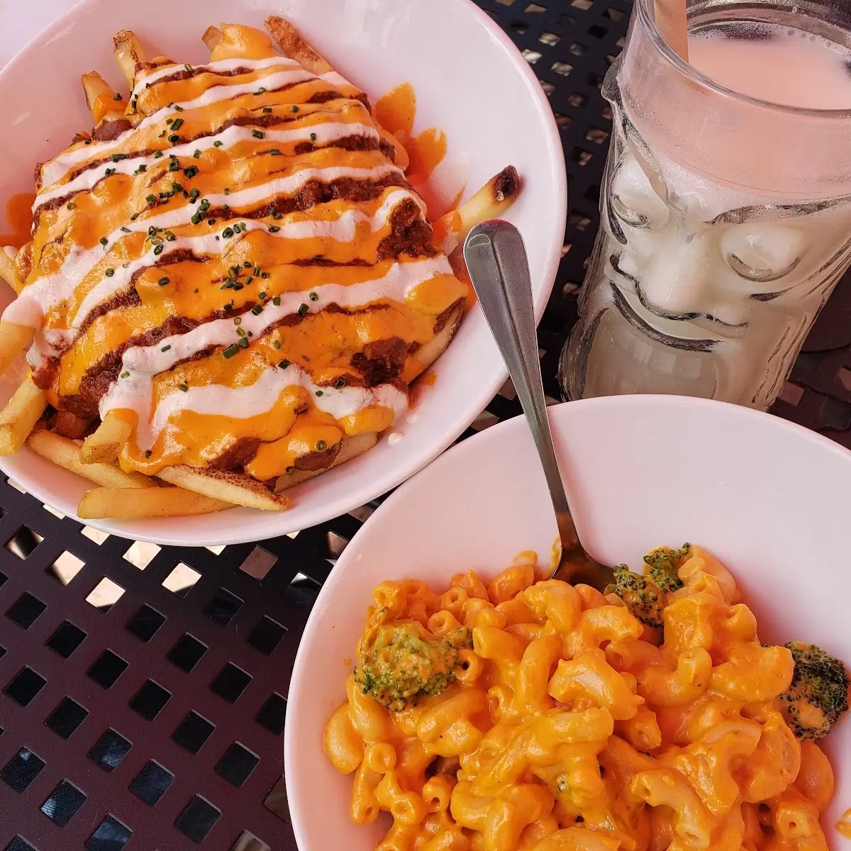 Chili Cheese Fries and Macaroni and Cheese