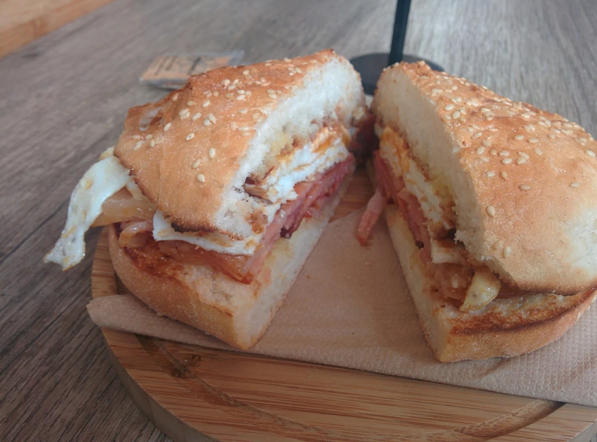 Bacon and Egg on Turkish Roll, Cafe Pronto