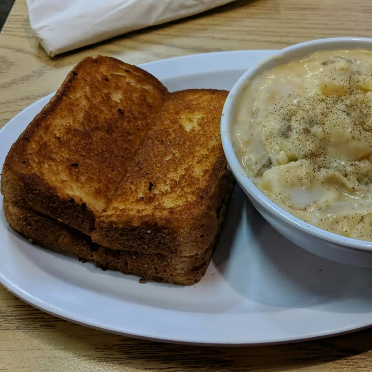 Potato Soup and Grilled Cheese Sandwich