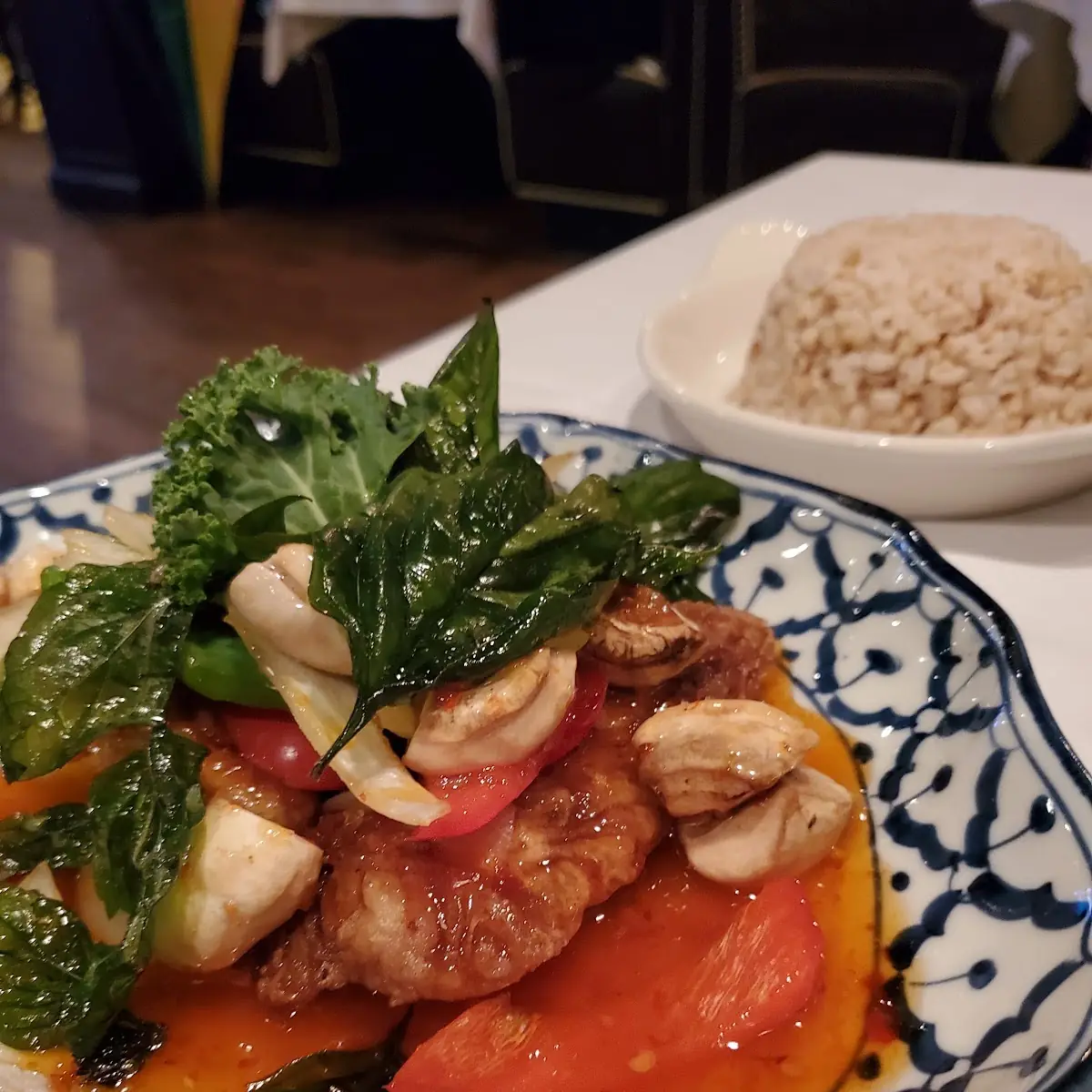 Crispy Fish w Fried Basil