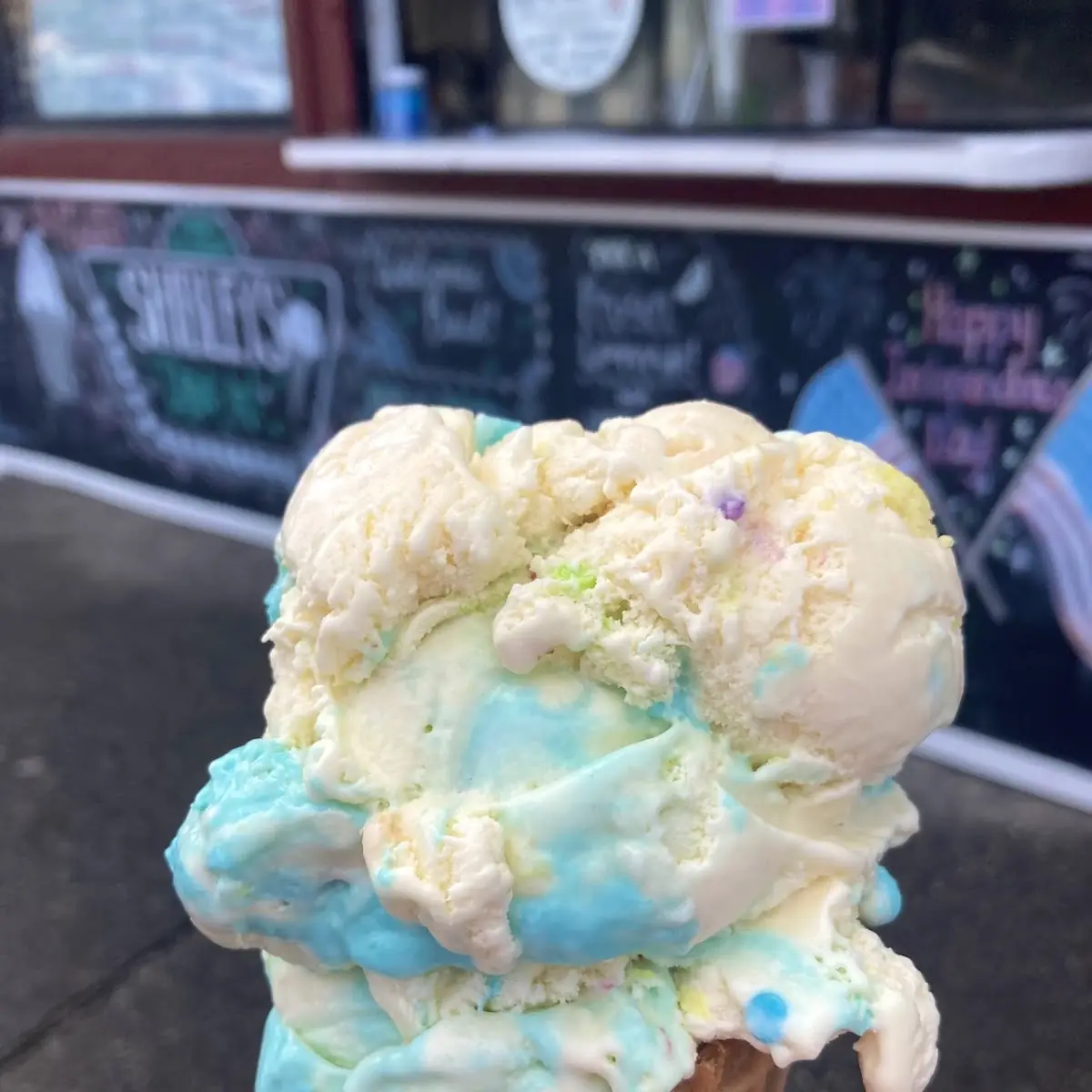 Birthday Cake Ice-Cream with Waffle Cone