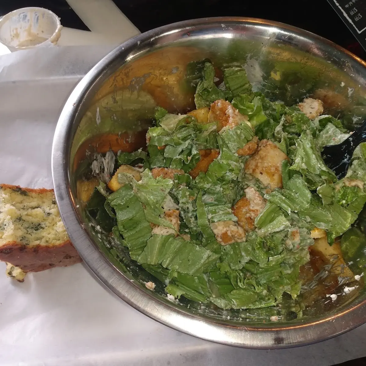Chicken Caesar Salad with Cornbread