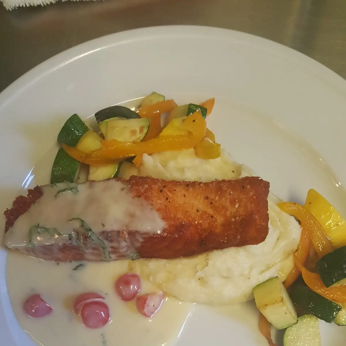 Seared Salmon with Tomato and Basil