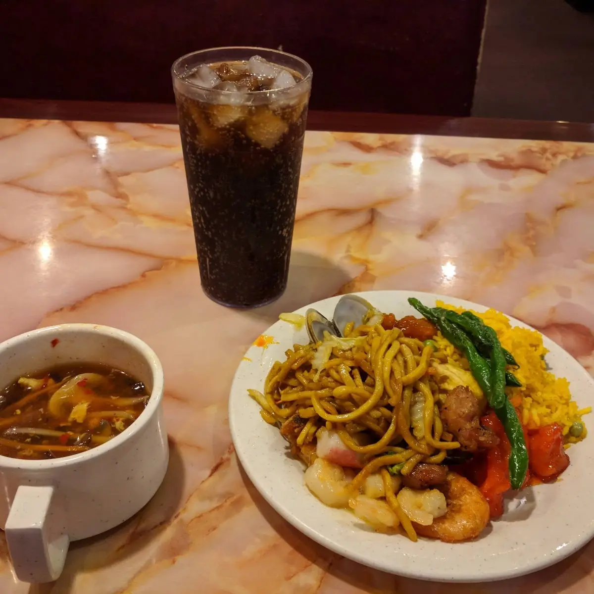 Main Buffet Meats Rice Noodles