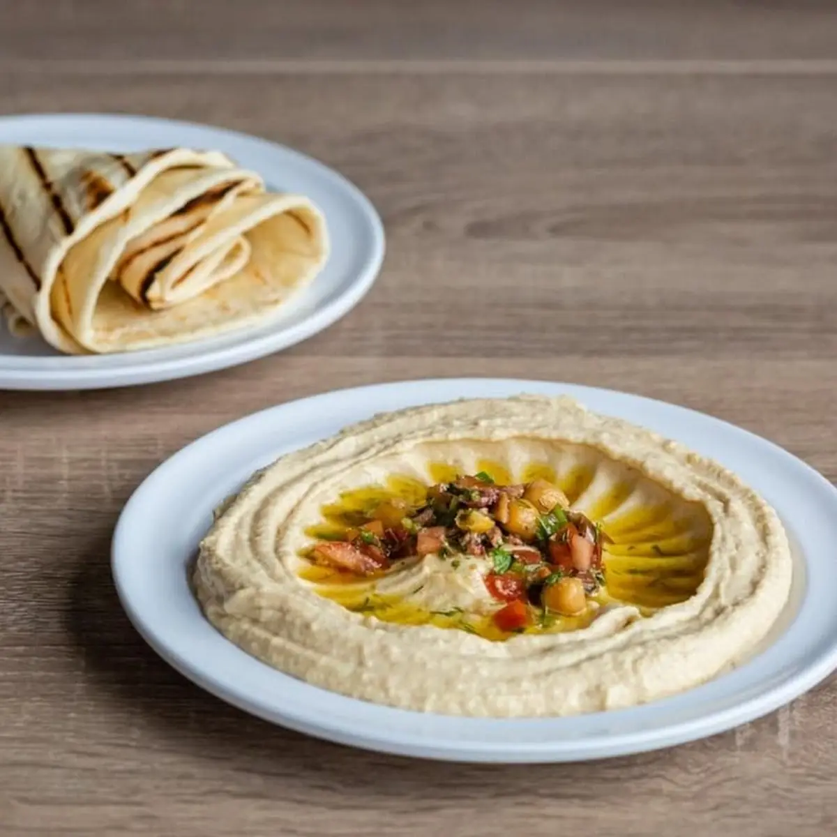 Hummus with Home Made Flat Bread