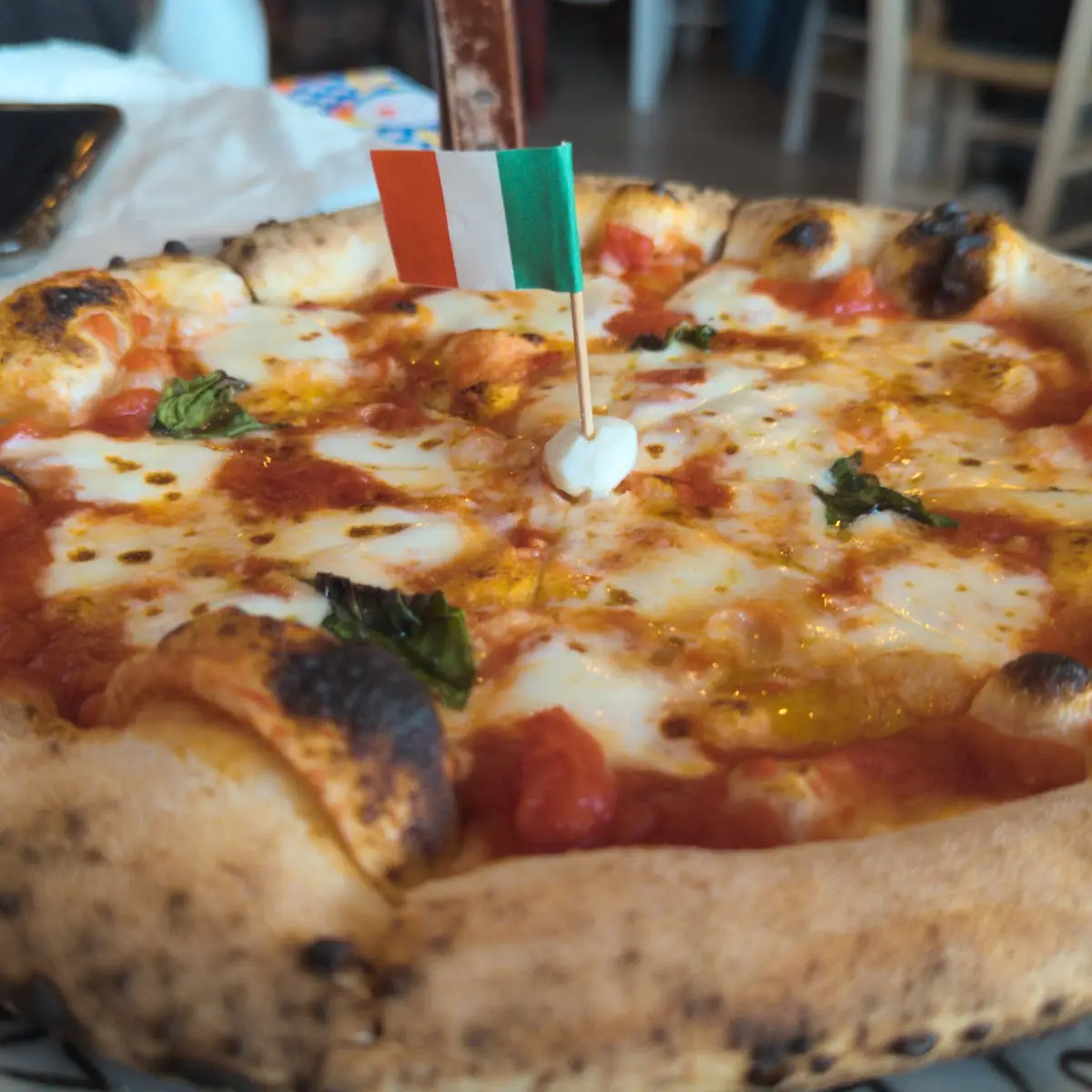 Margherita Pizza with Basil Leaves