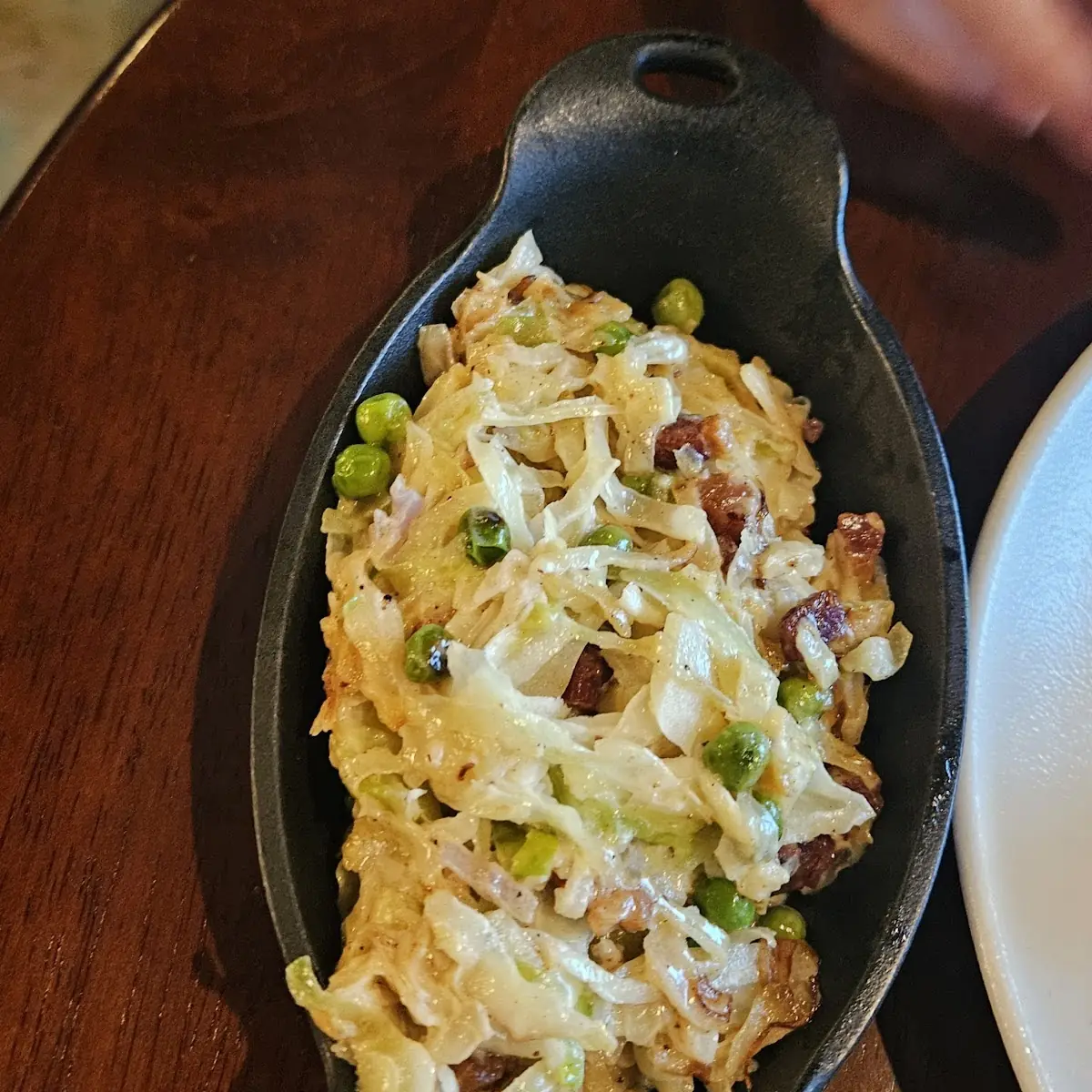 Creamed Cabbage & Peas with Smoked Bacon