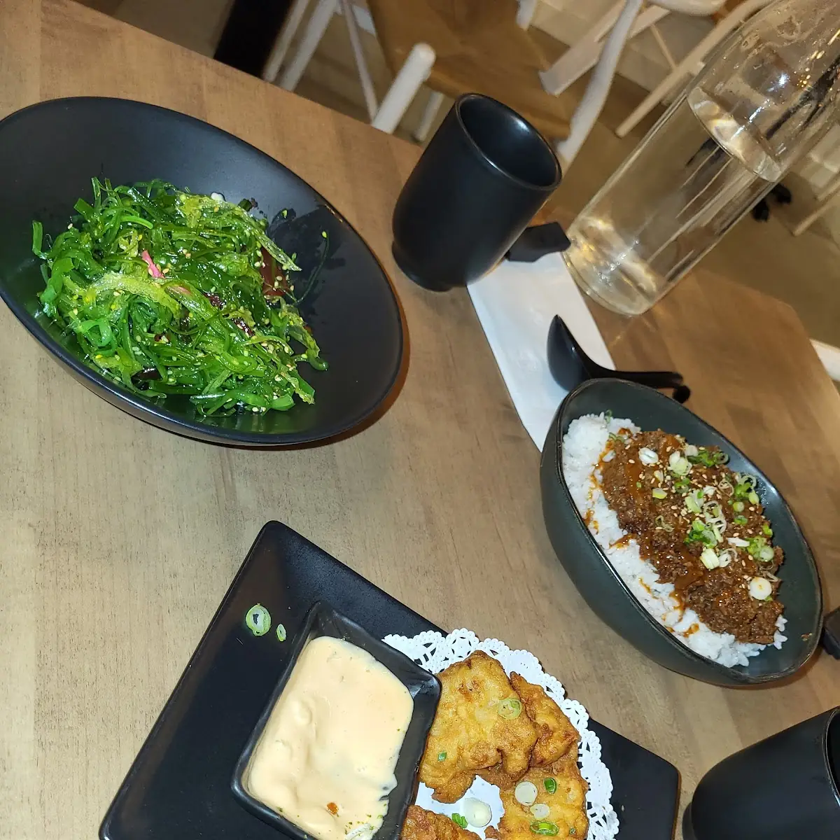 Seaweed Salad Korean Fried Chicken Short Rib