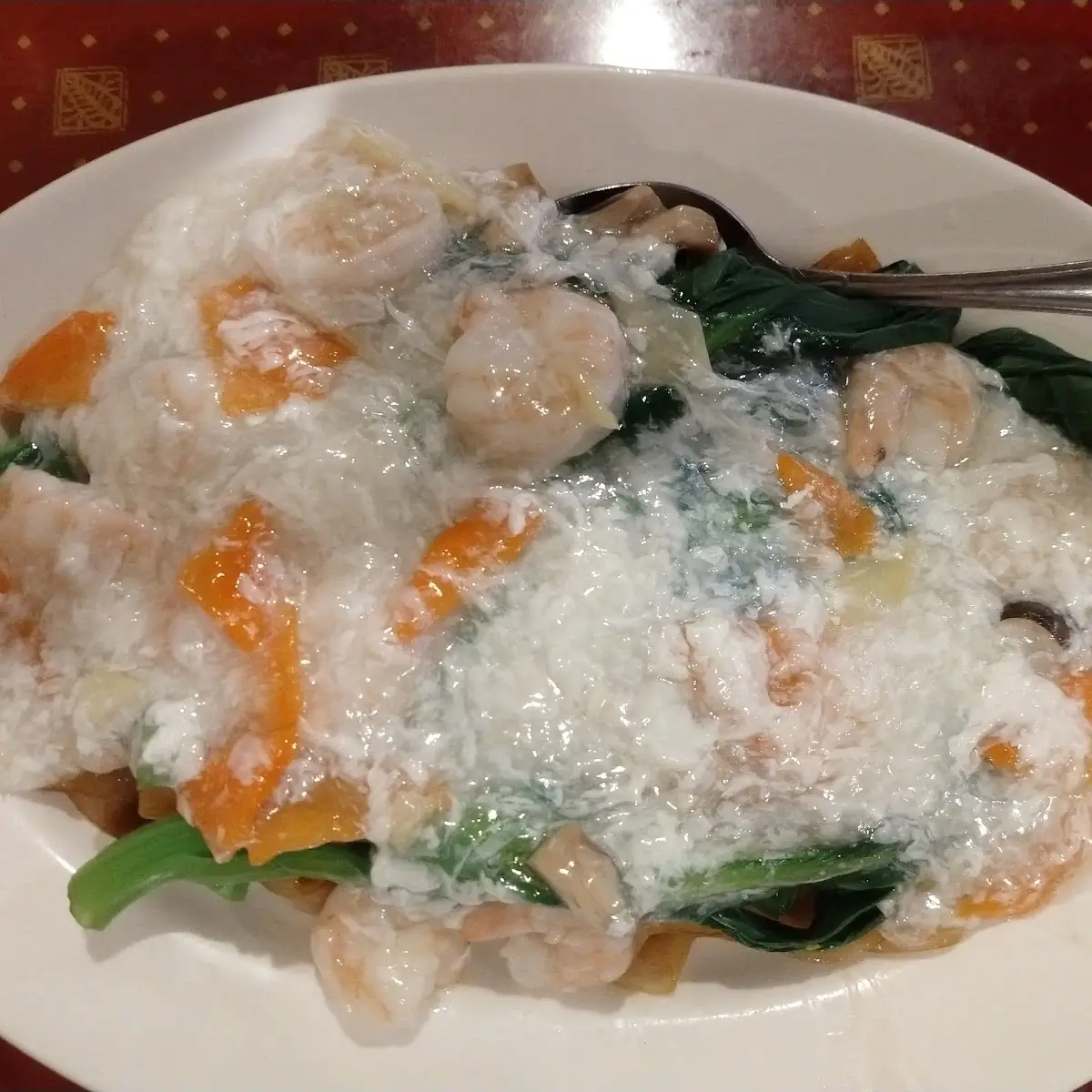 Shrimp with Egg over Rice Noodles