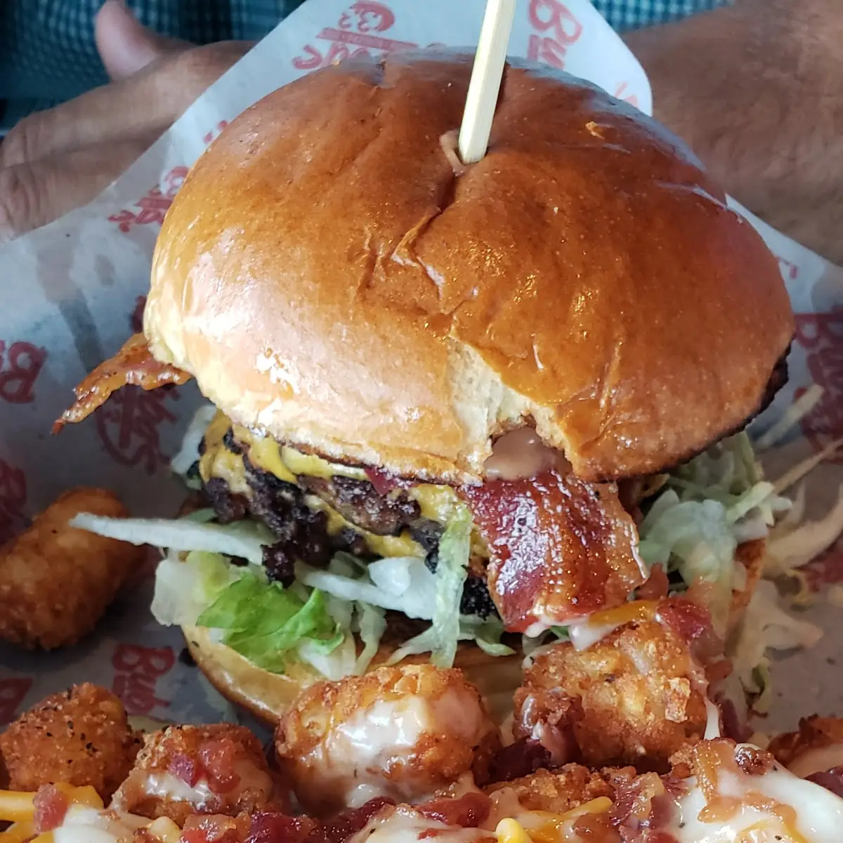Bacon Grind Burger and Loaded Tater Tots
