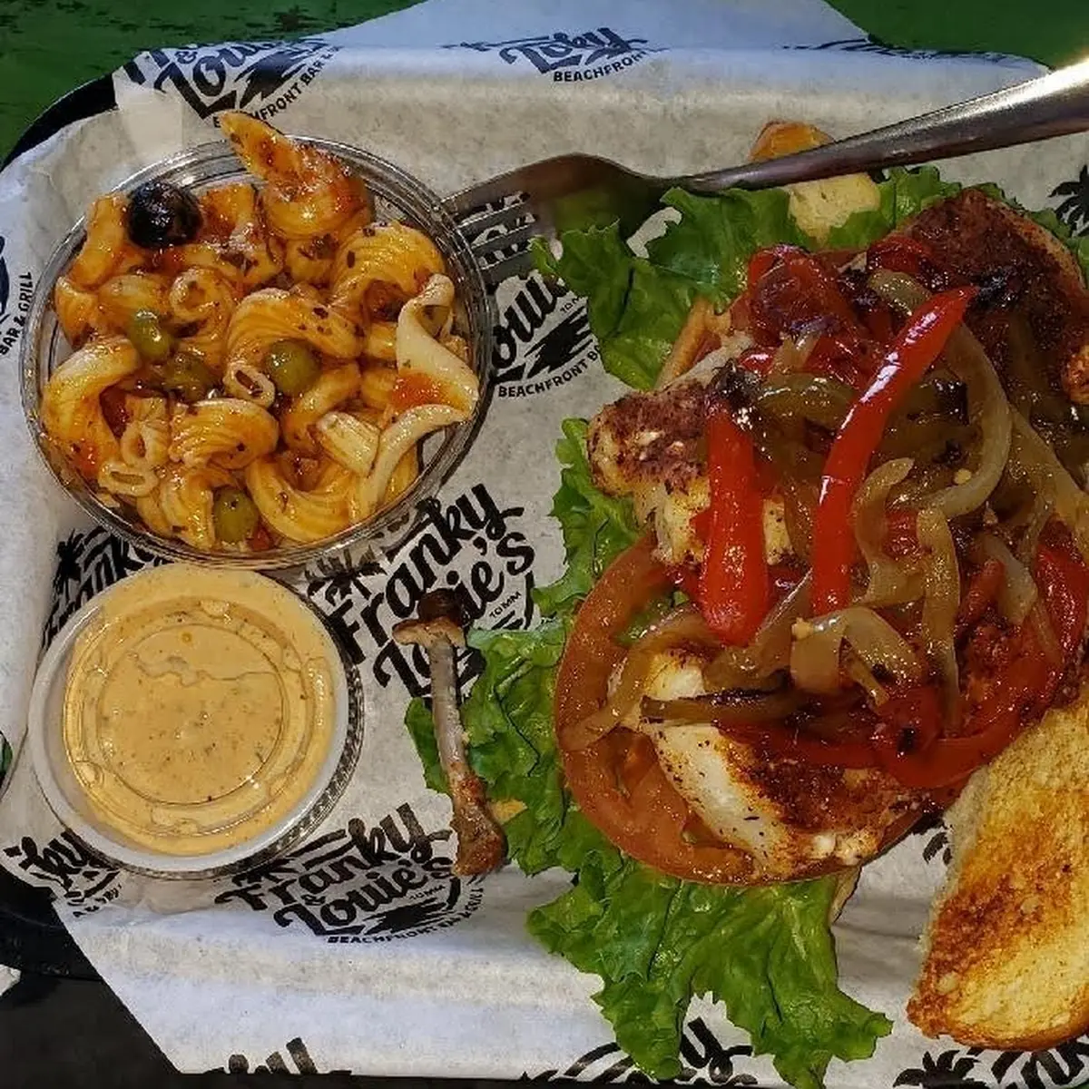 Blackened Cod Sandwich with Pasta