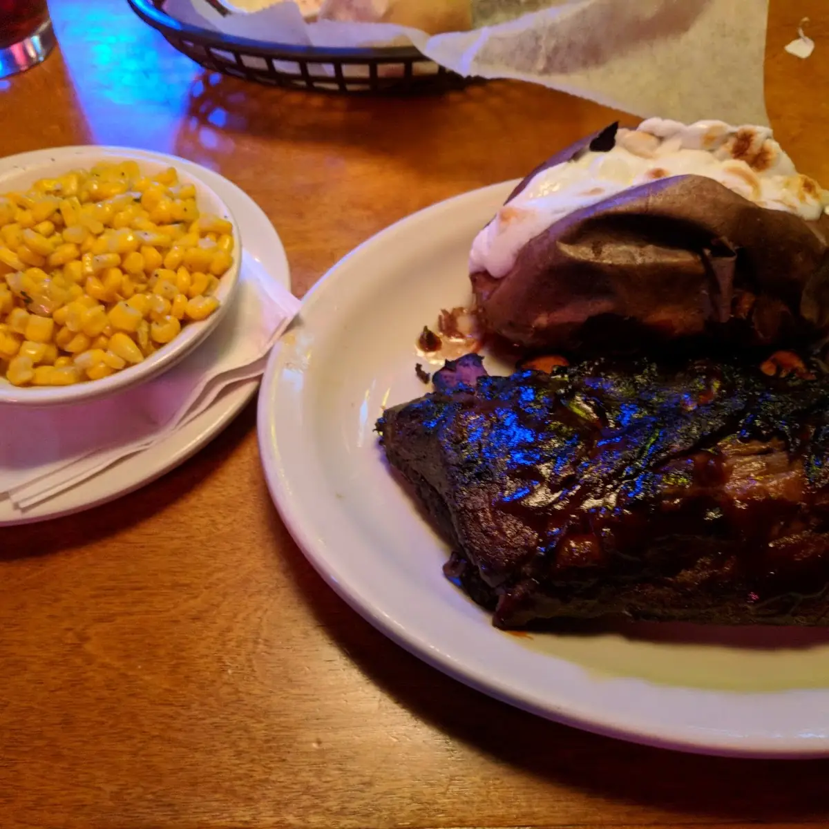 Buttered Corn House Salad Steak Fries