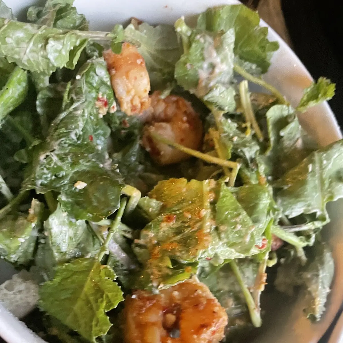 Kale Caesar Salad with Shrimp