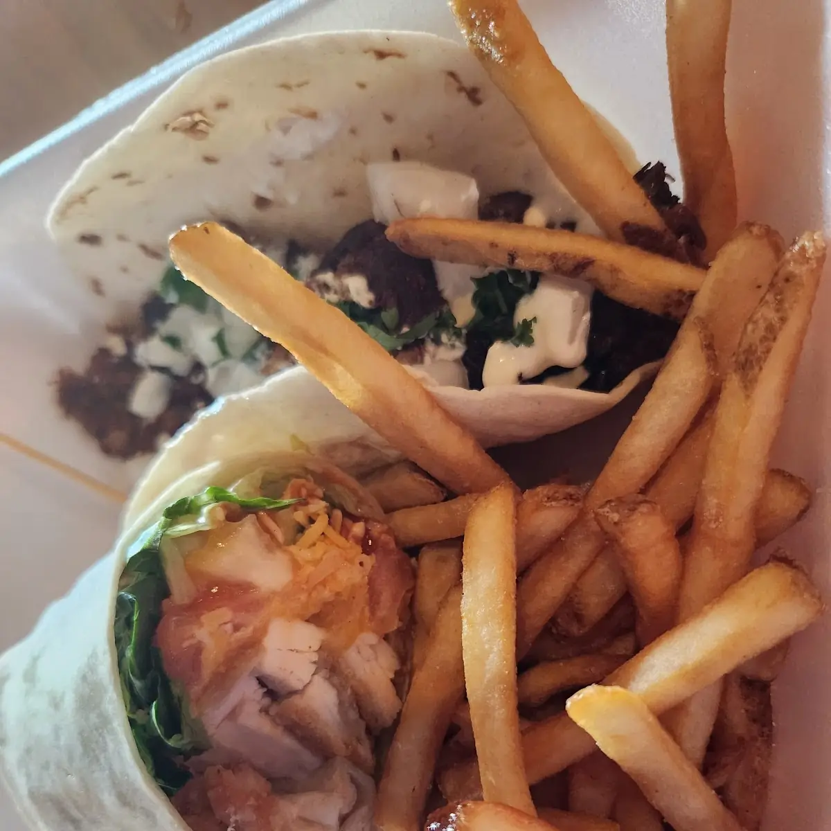 Chicken Wrap and Fries