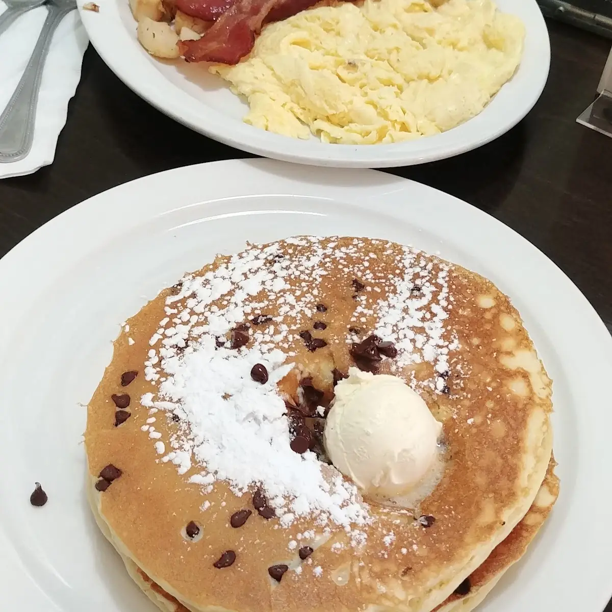Lumberjack Breakfast with Chocolate Chip Pancakes