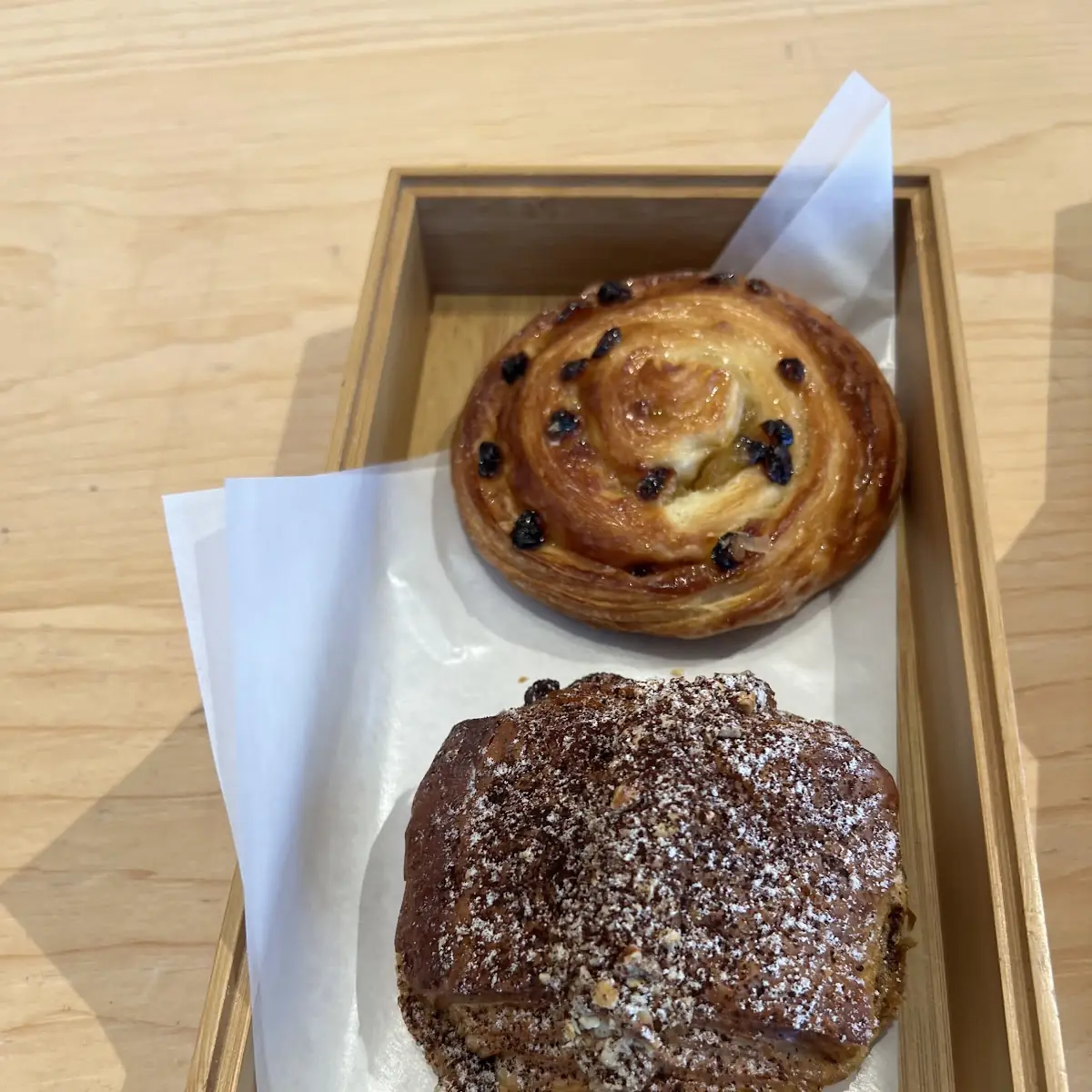 Raisin Snail and Toasted Hazelnut Mocha Croissant