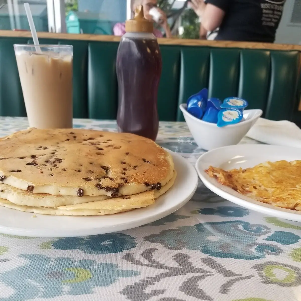 Chocolate Chip Pancakes with Hash Brown