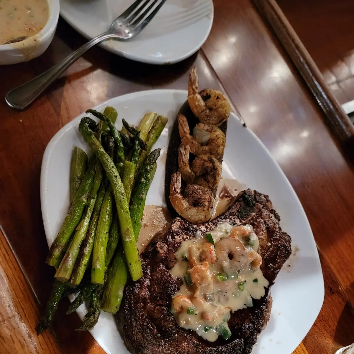 Bone-In Ribeye and Shrimp