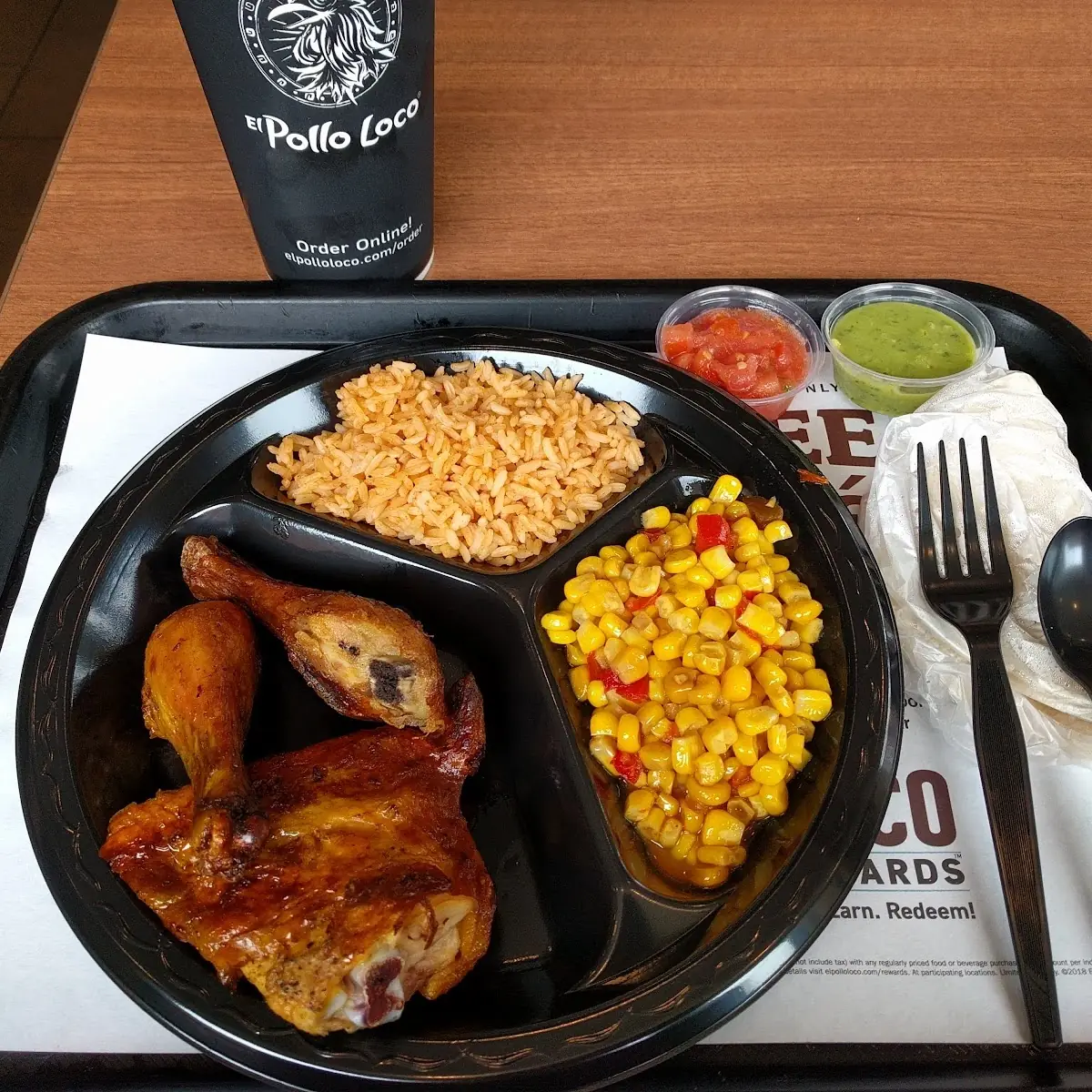 2 PC Chicken Rice and Corn